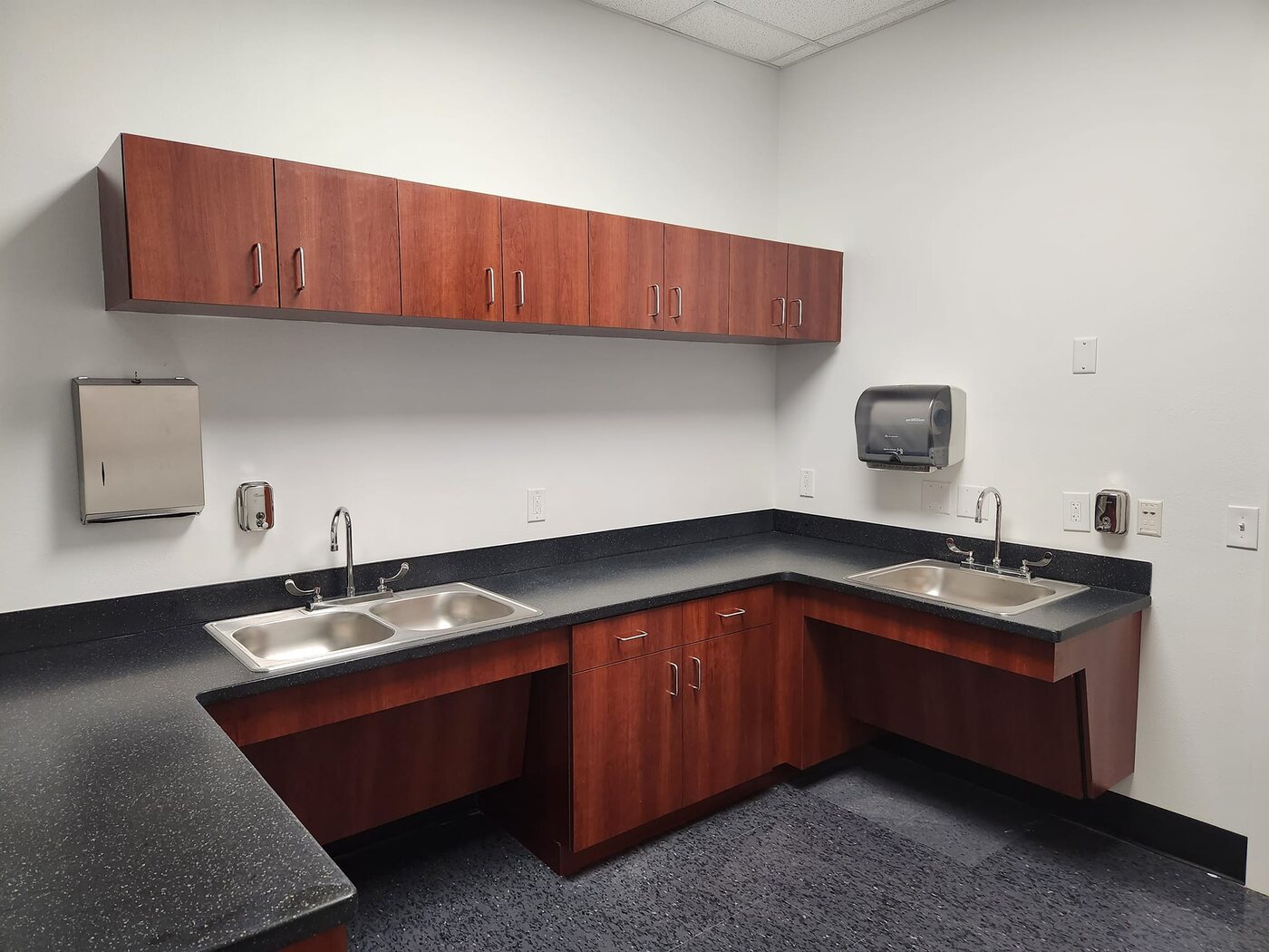Commercial clinical casework and sink area