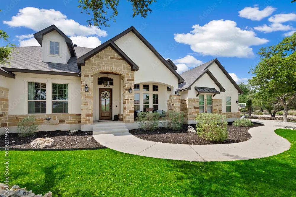 Stone custom home exterior